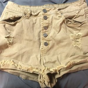 High Waisted Light Yellow Shorts